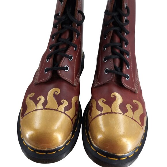 Dr Martens 1460 Serena Smooth Leather Combat Boots Size 39 US 8 Custom OOAK Sun - Picture 3 of 13